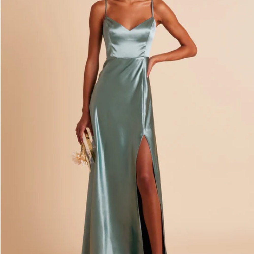 Birdy Gray Shiny Satin Sea Glass Jay Bridesmaids Dress